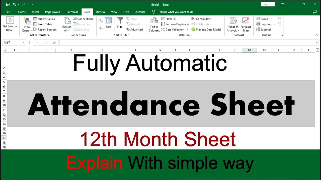 Fully Automatic Attendance Sheet in Excel |12th Month Attendance sheet|