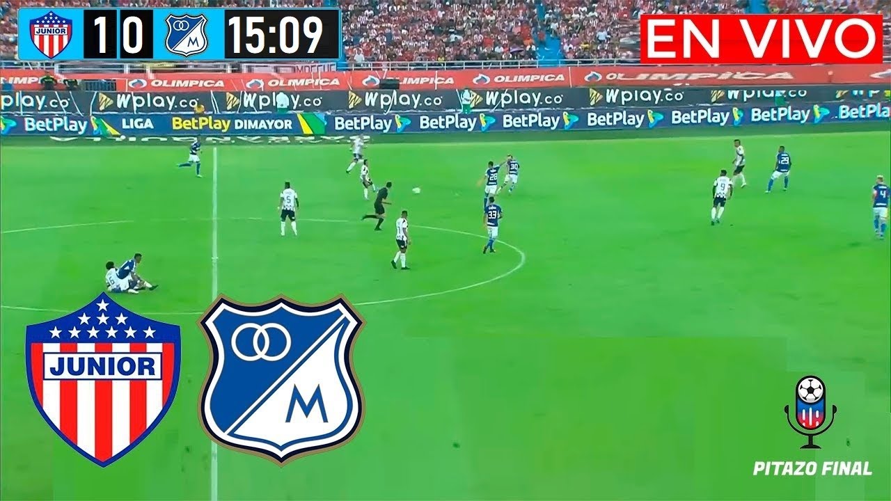 JUNIOR VS MILLONARIOS En Vivo Hoy 🔴 Liga Betplay 2025 Fecha 8 Partido ...
