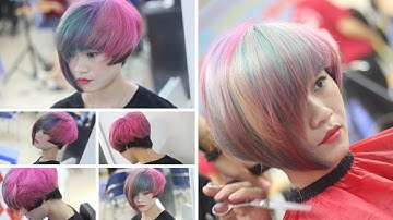 Dạy cắt tóc  Bob cực cá tính + Nhuộm màu cực đẹp . LUANNGUYEN TEL 0966690828