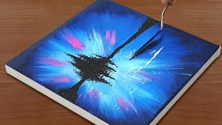 lights northern painting acrylic simple demonstration