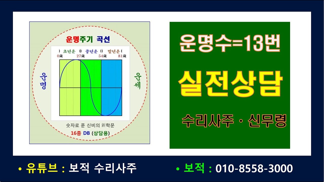 운명수 13번 실전 수리사주 상담법