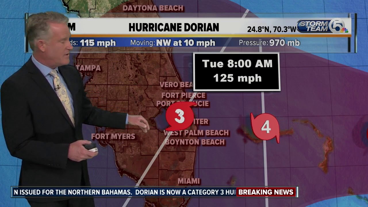 vero beach weather Hurricane Dorian now a Category 3 storm, could hit Florida early Tuesday as Category 4