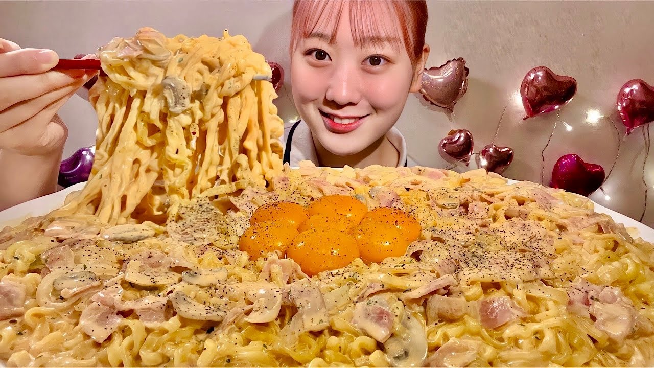 ASMR Корейская острая лапша сливочный【русские субтитры】【Mukbang/ Eating Sounds】