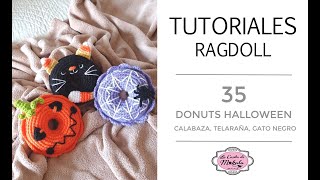 DONUTS de HALLOWEEN Amigurumi Crochet | Amigurumi Halloween Donuts (Calabaza, Telaraña y Gato Negro)