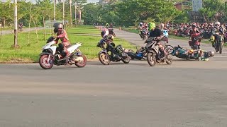 Detik detik kecelakaan saat Latihan Road Race  Pontianak 30 Mei 2021 | GOR PANGSUMA |