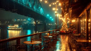 Midnight Christmas Jazz at the River Café 🌃 🌧️ Soft Rain, Boat Lights & Deep Focus screenshot 4