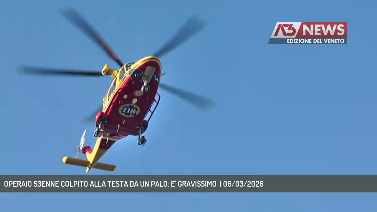 OPERAIO 53ENNE COLPITO ALLA TESTA DA UN PALO: E' GRAVISSIMO  | 06/03/2026
