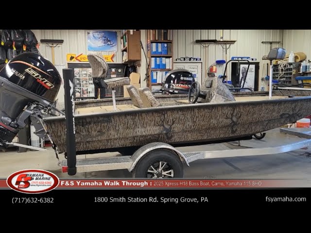2025 Xpress H18 Bass Boat, camo, Yamaha 115 SHO. F & S Yamaha