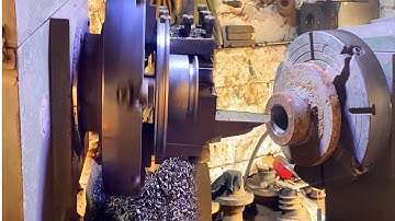 Wonderful process of making double belt pulley for thresher on lathe machine in local factory