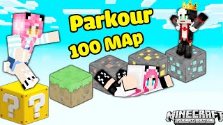 REDHOOD VÀ MỀU THÀNH CÔNG PARKOUR VƯỢT QUA 100 MAP TRONG MINECRAFT*LẦN ĐẦU MỀU PARKOUR 100 MAP MCPE