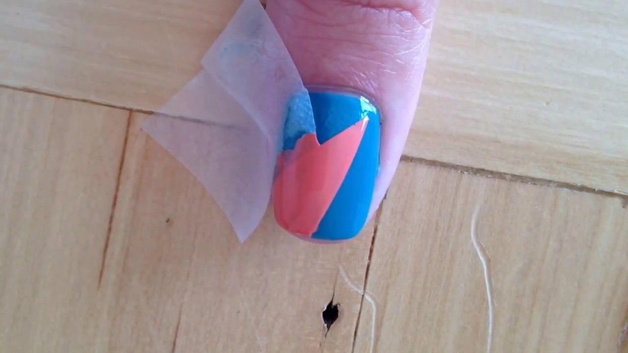 Blue & Orange Shape Nails Tutorial - YouTube