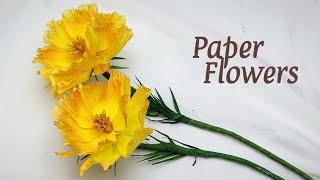 How To Make Cosmos Flowers Out Of Easy Crepe Paperdiyasmr