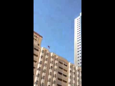 حريق في بناية بالشارقة شارع جمال عبدالناصر