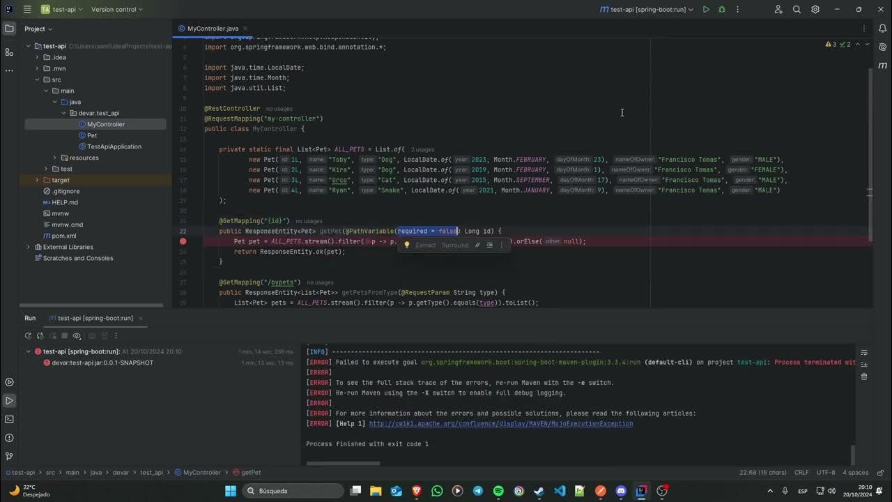 💻 CREAR API REST CON SPRING BOOT ️ #3 Get Mapping con parámetros en la ...