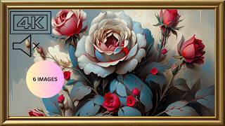 Blue & Red Roses Framed  Art #silenttvart  #FrameTVArt #SamsungFrameTV #tvartnomusic  #floraltvart screenshot 3
