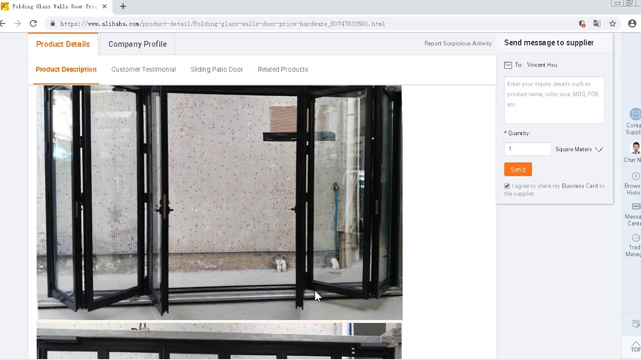 China WDMA Folding glass walls door price hardware