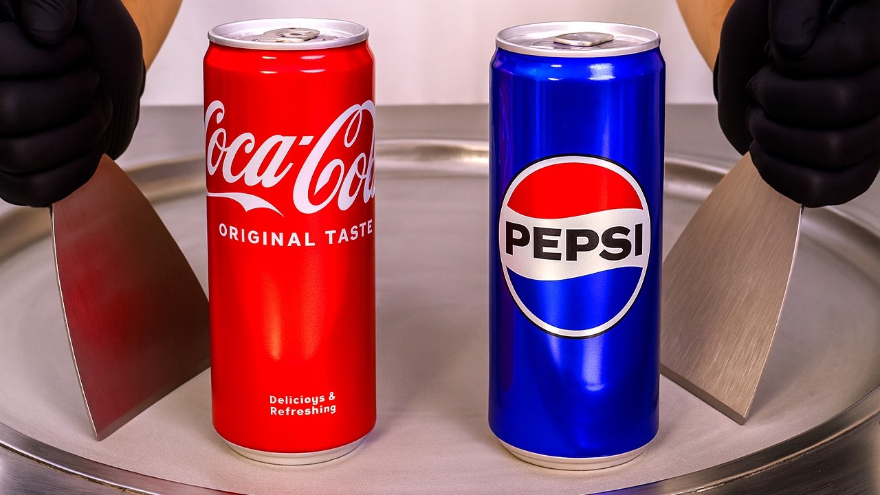 COCA COLA vs PEPSI - Ice Cream Rolls Battle 🔴🔵 ASMR
