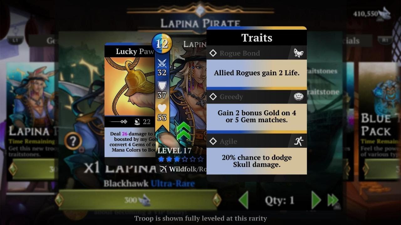 Gems of War weekly troop #4 for 2026 Lapina Pirate.