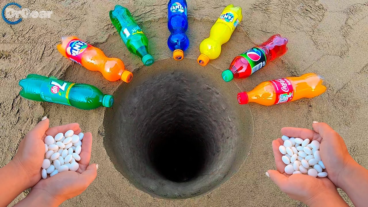 Cola, Fanta, Mirinda and Mentos in Underground - EXPERIMENT | Dr gear