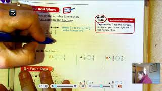 3rd grade GO Math: Lesson 9.2 Compare Fractions with the Same Denominator pages 371-374