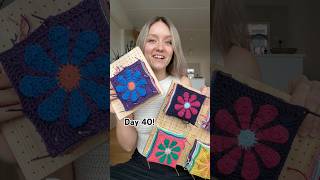 Day 40! And we have now done 50 granny squares 🥹 #crochet #grannysquare
