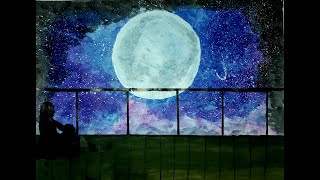 moon galaxy painting acrylic easy background