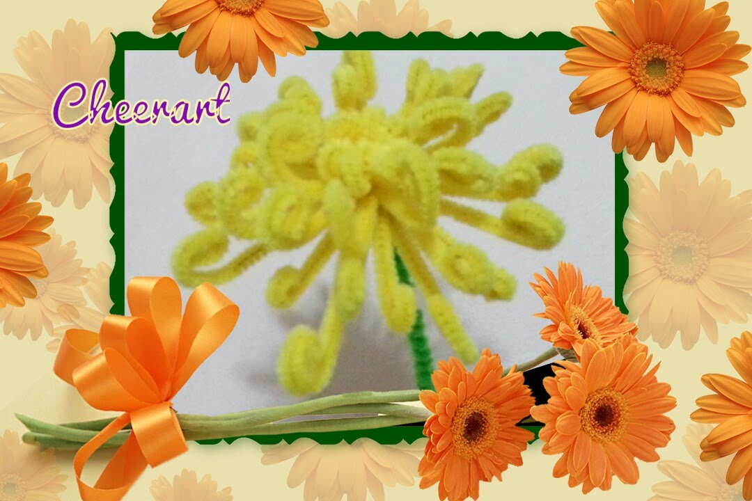 Diy fun craft Pipe cleaner chrysanthemum tutorial手工教學 - 毛根菊花