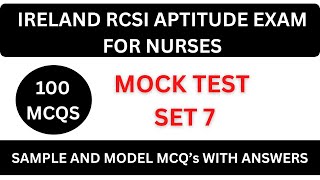 MOCK TEST - 100 MCQS - SET 1 | IRELAND RCSI APTITUDE EXAM  | SAMPLE  MCQS