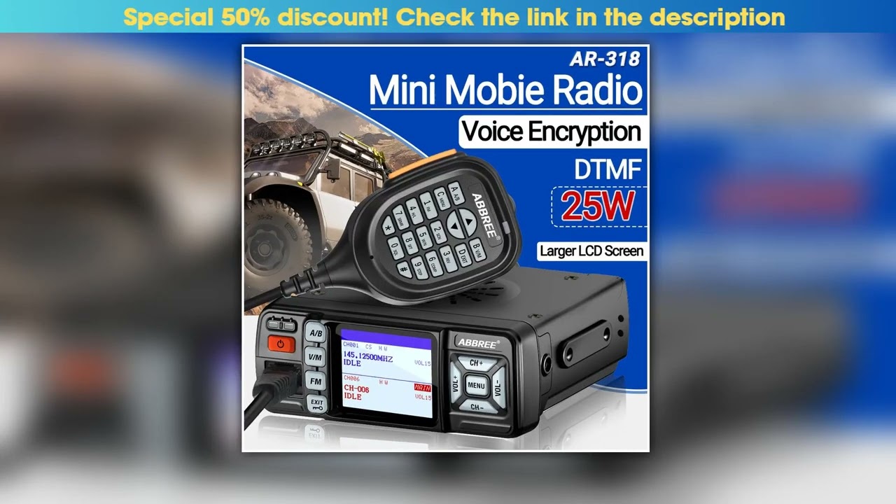 ABBREE Mini Mobile Radio 25W Dual Band DTMF VHF UHF Long Range Transceiver 138V DC LCD Display