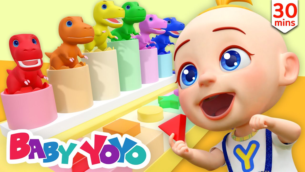 Color Dinosaur Eggs | Color song | Learn Color Words | more Nursery rhymes | Baby yoyo