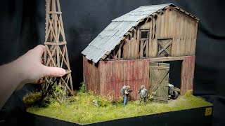 DIORAMA with ZOMBIES on an ABANDONED FARM in 1/35 scale "Capture the farm" Zombie apocalypse diorama