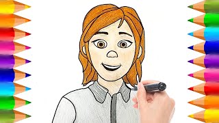 How to Draw and Color JJ's Mom from Cocomelon Nursery Rhymes & kids Songs | Drawings for children