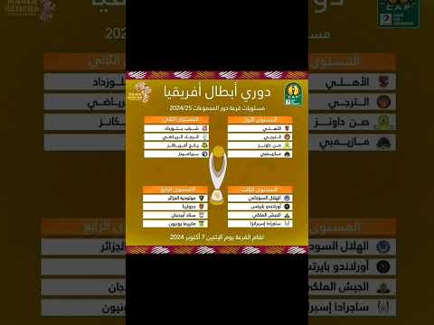 مستويات قرعة دور مجموعات أبطال إفريقيا 2 0 2 4 2 0 2 5