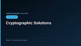 Cryptographic Solutions | CompTIA Security+ (SY0-701) Study Notes