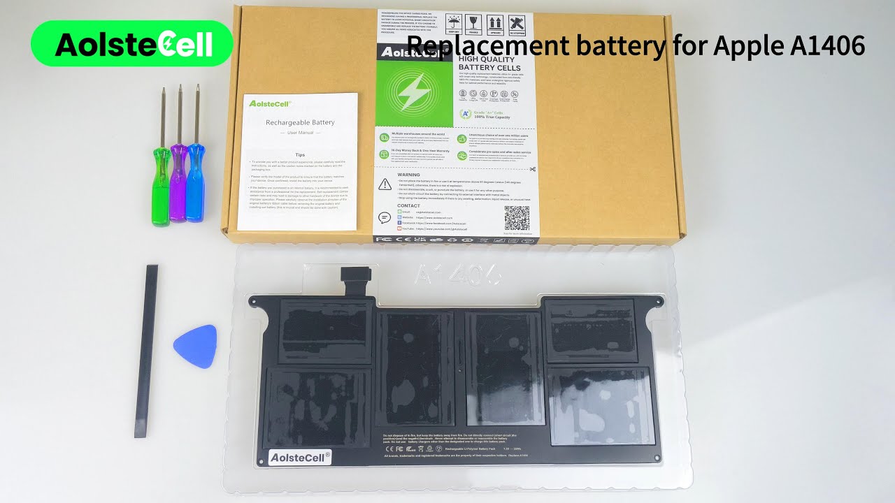 Replacement battery for Apple A1406 , A1370 EMC 2471 , A1465 EMC 2558 7.3V 35Wh 6 Cells