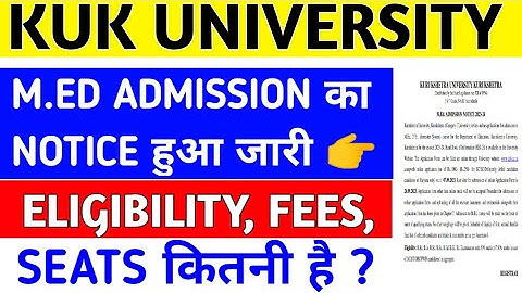 kuk m.ed admission 2023 | eligibility, fees, seats | kuk m.ed admission 2023 online apply | kuk news