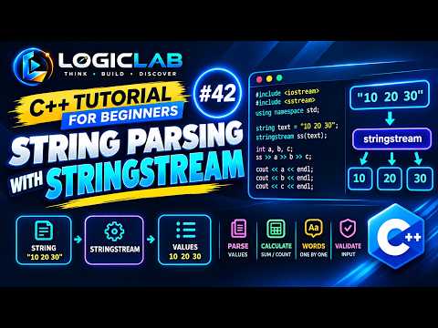 C++ Tutorial for Beginners #42 — String Parsing with stringstream | Learn C++