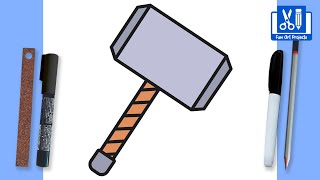 How To Draw Thor's Hammer | Draw Marvel Characters Step By Step