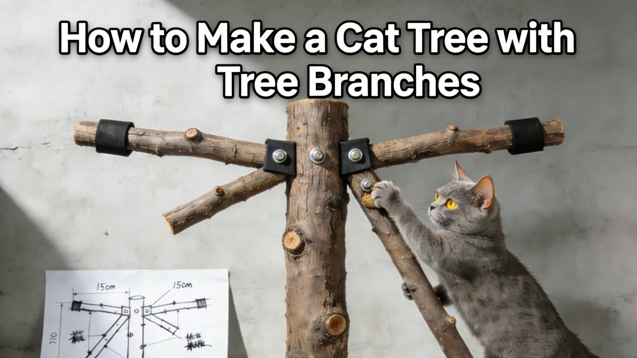 🪵 DIY Cat Tree With STICKS! Zero Cost & Super Sturdy 🐱