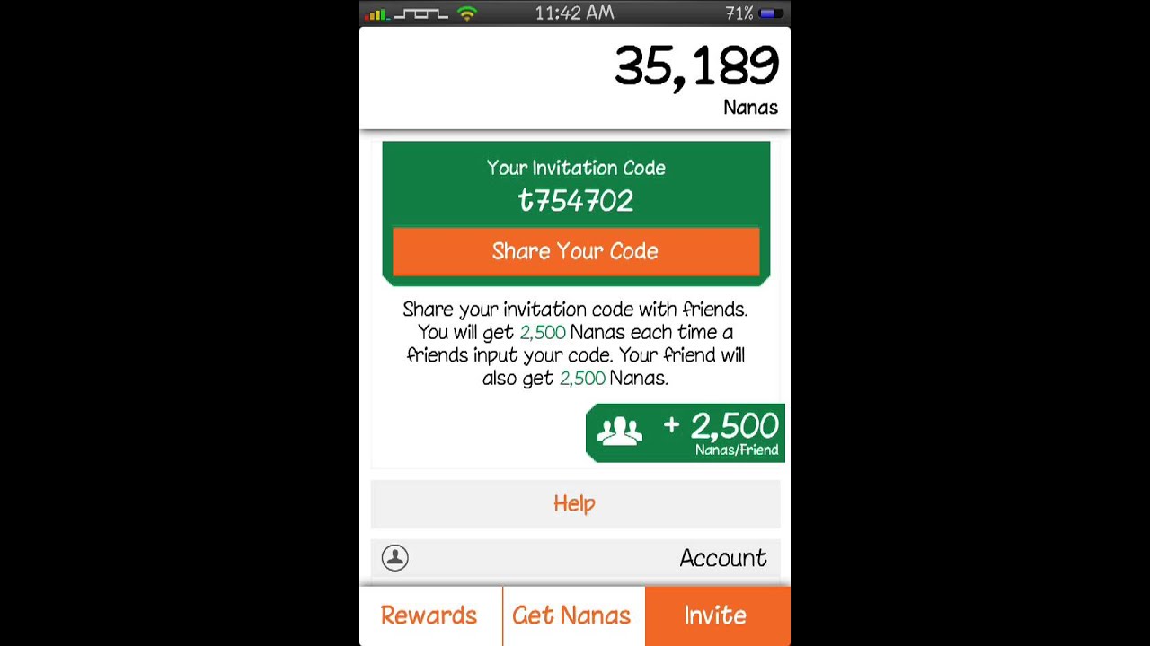 App nana code 10,000 points