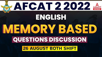 AFCAT Exam Analysis 2022 | English | 26 August Both Shift | Memory Based Questions