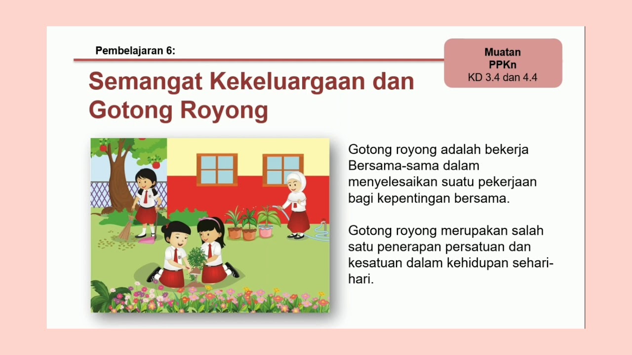 Video Pembelajaran Ppkn Gotong Royong Mempererat Persatuan Dan Kesatuan Kelas 5 Tema 5 Youtube
