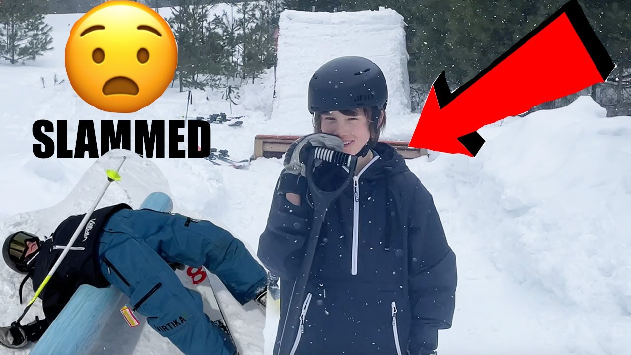 1st Day Skiing Backyard Rail, SLAMMED 😳