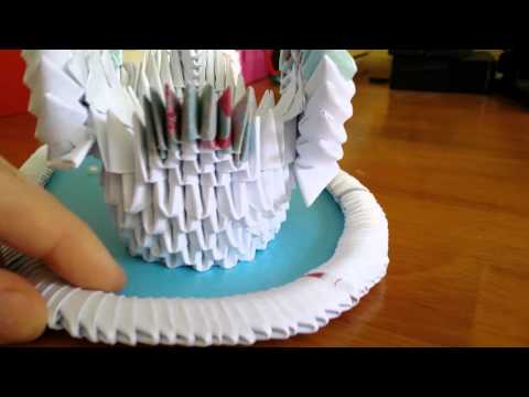 3D origami wedding gift. Swan lake