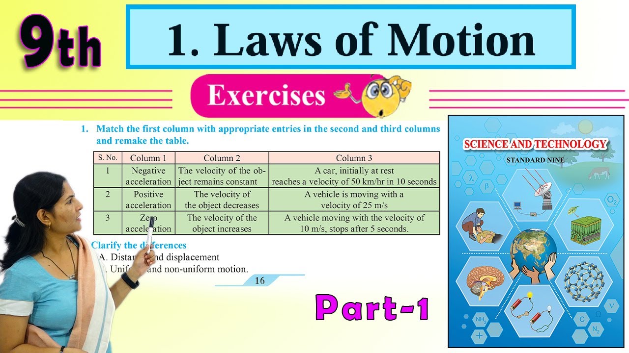 9th Exercises Laws of Motion | Part 1 | Science | Chapter 1 - YouTube