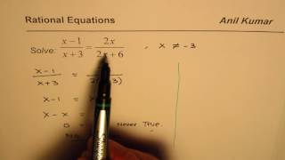 Solve Rational Equation with No Solution