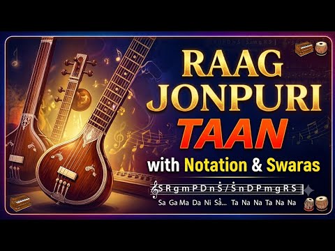 Raag Jaunpuri Taan Practice with Notation | (Fast Taans)⚡ Harmonium & Vocal Tutorial 🌼🌺🌺