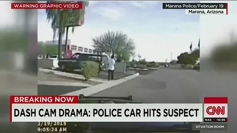 Dash cam drama: Police car hits suspect