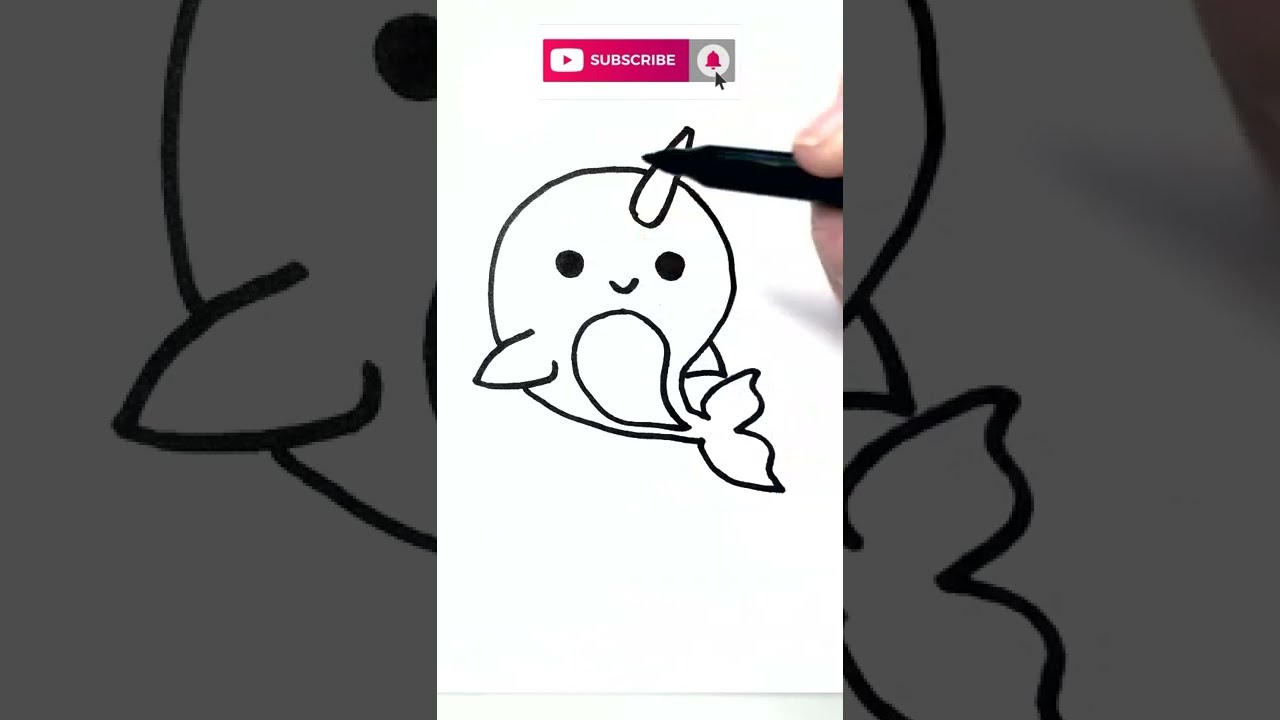 Easy drawing | A CUTE LITTLE NARWHAL 