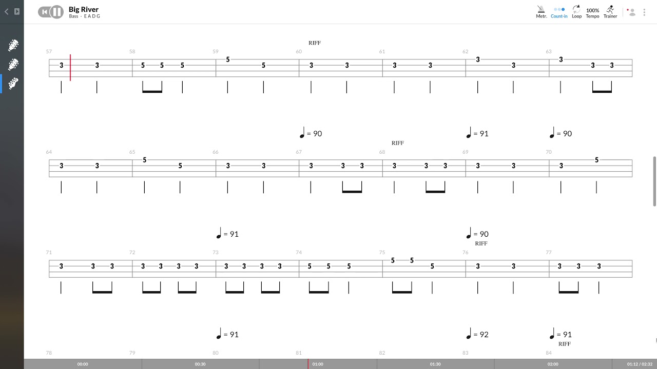 Johnny Cash - Big River (BASS TAB PLAY ALONG)